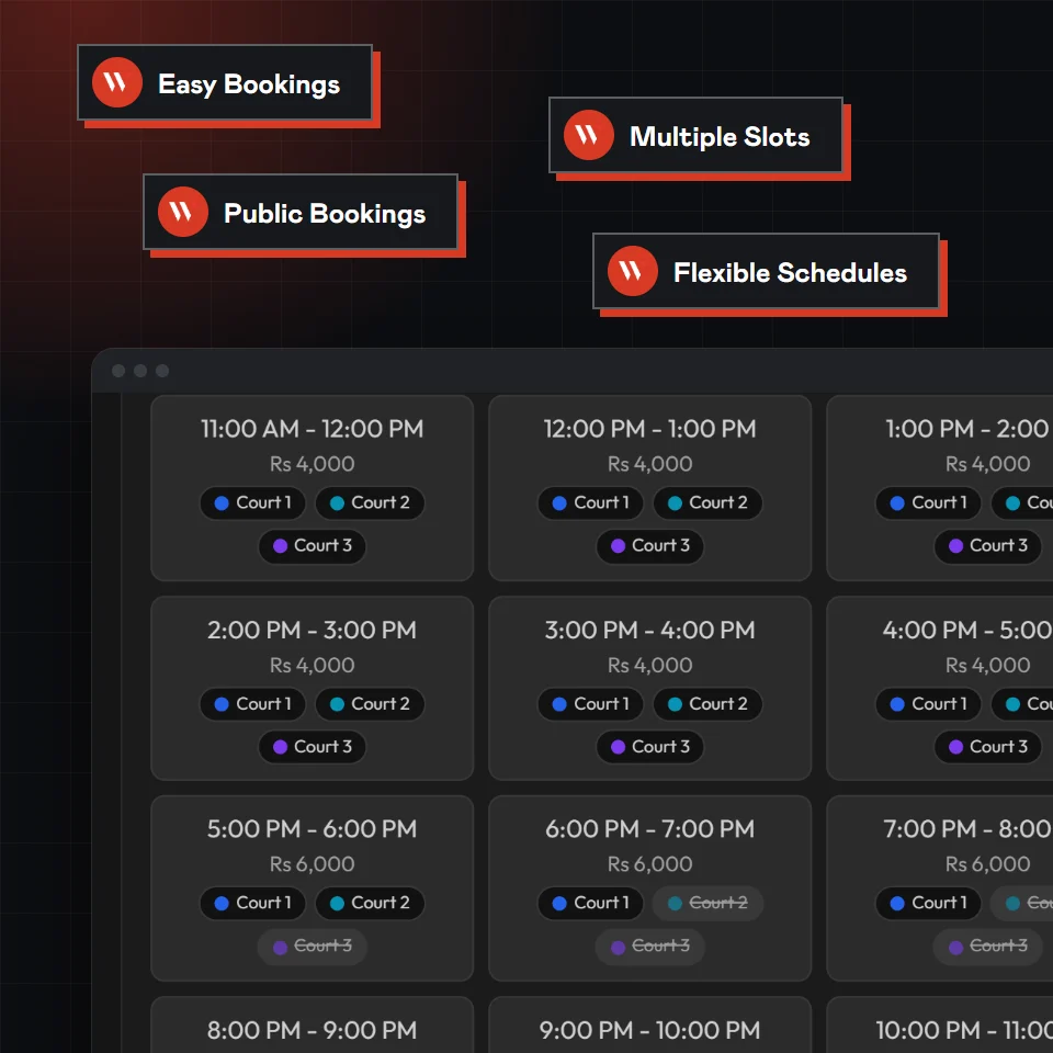 Court booking software